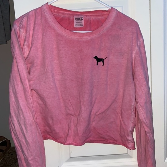 Cropped pink long sleeve top - Picture 1 of 2